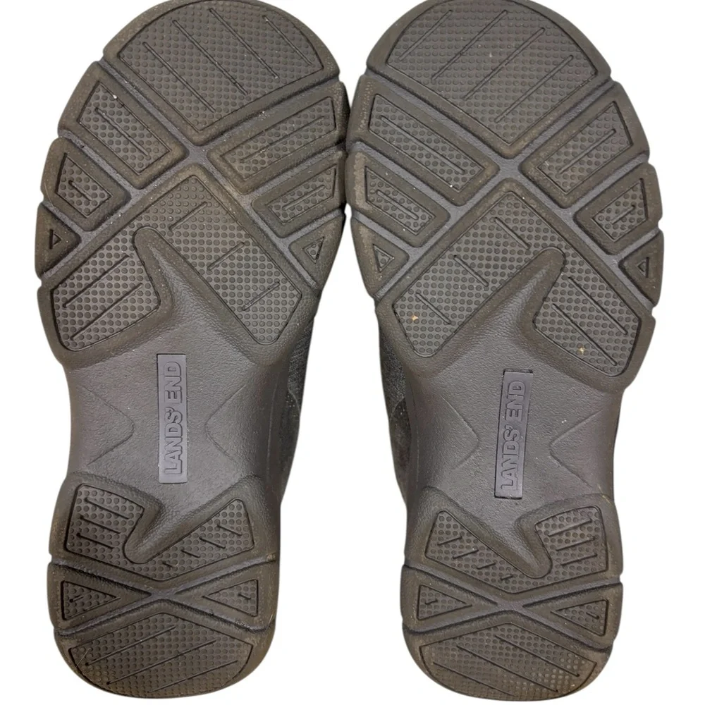Lands' End Women's Grey  Suede Moccasin, Side Zip Size 7D‎